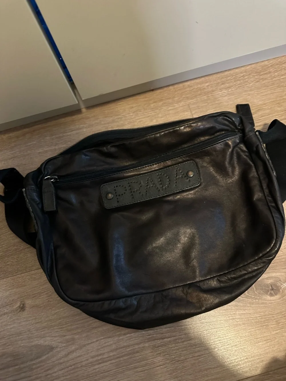 Prada Vintage 90’s Black Leather Crossbody Bag